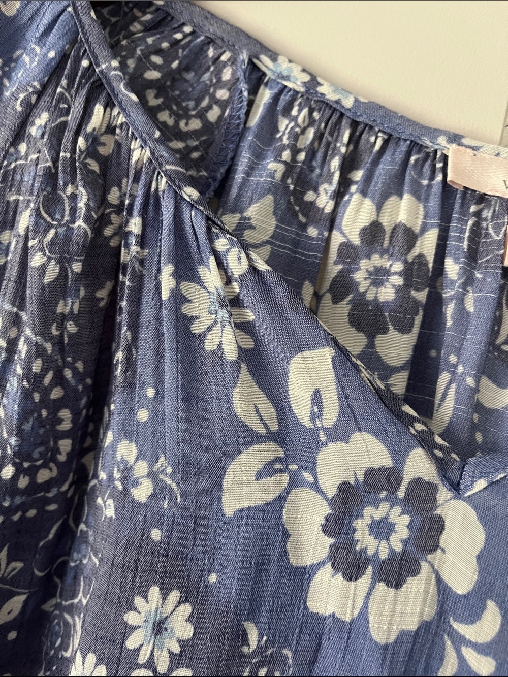 Floral Peasant Blouse - Blue/White - Picture 4 of 9